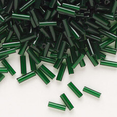 Preciosa Czech Bugle Bead #3 Loose TP Dark Green 50gm pkg.