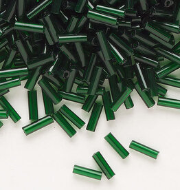 Preciosa Czech Bugle Bead #3 Loose TP Dark Green 50gm pkg.