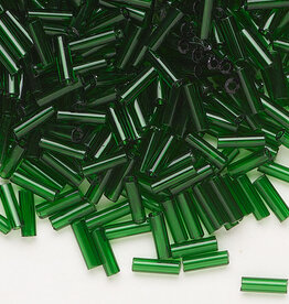 Preciosa Czech Bugle Bead #3 Loose TP Medium Green 50gm pkg.