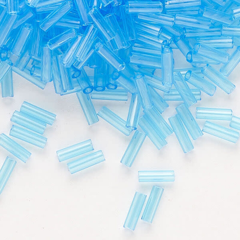 Preciosa Czech Bugle Bead #3 Loose TP Sky Blue 50gm pkg.