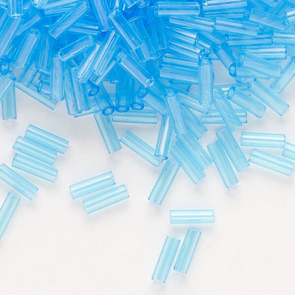 Preciosa Czech Bugle Bead #3 Loose TP Sky Blue 50gm pkg.