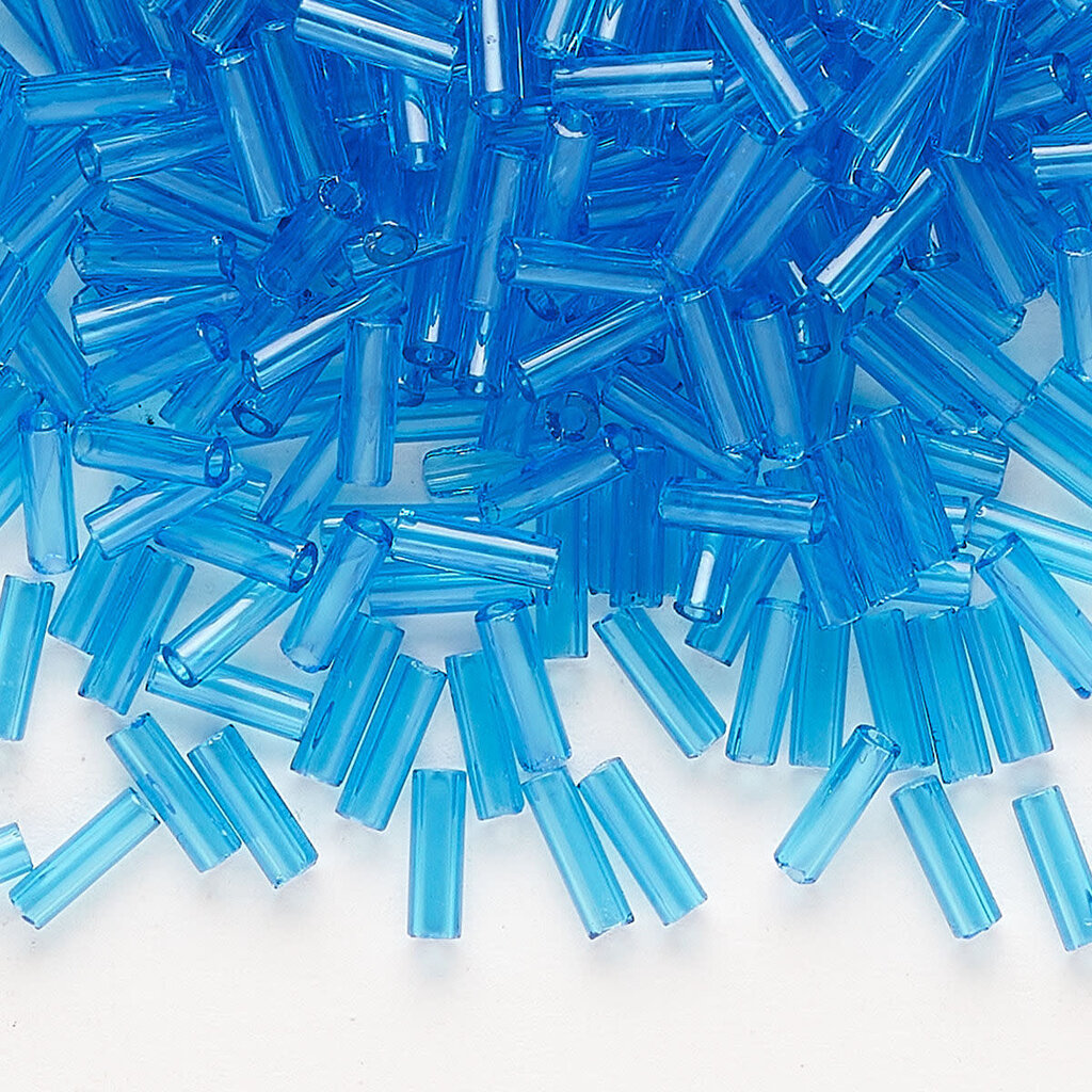 Preciosa Czech Bugle Bead #3 Loose TP Sea Blue 50gm pkg.