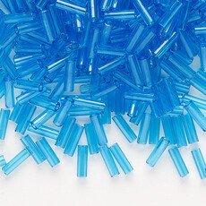 Preciosa Czech Bugle Bead #3 Loose TP Sea Blue 50gm pkg.