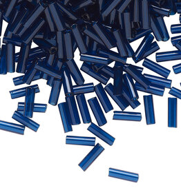 Preciosa Czech Bugle Bead #3 Loose TP Dark Aquamarine 50gm pkg.