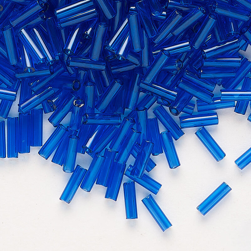 Preciosa Czech Bugle Bead #3 Loose TP Sapphire Blue 50gm pkg.