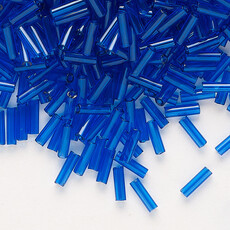 Preciosa Czech Bugle Bead #3 Loose TP Sapphire Blue 50gm pkg.