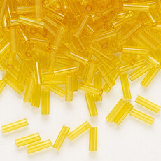 Preciosa Czech Bugle Bead #3 Loose TP Yellow Amber 50gm pkg.