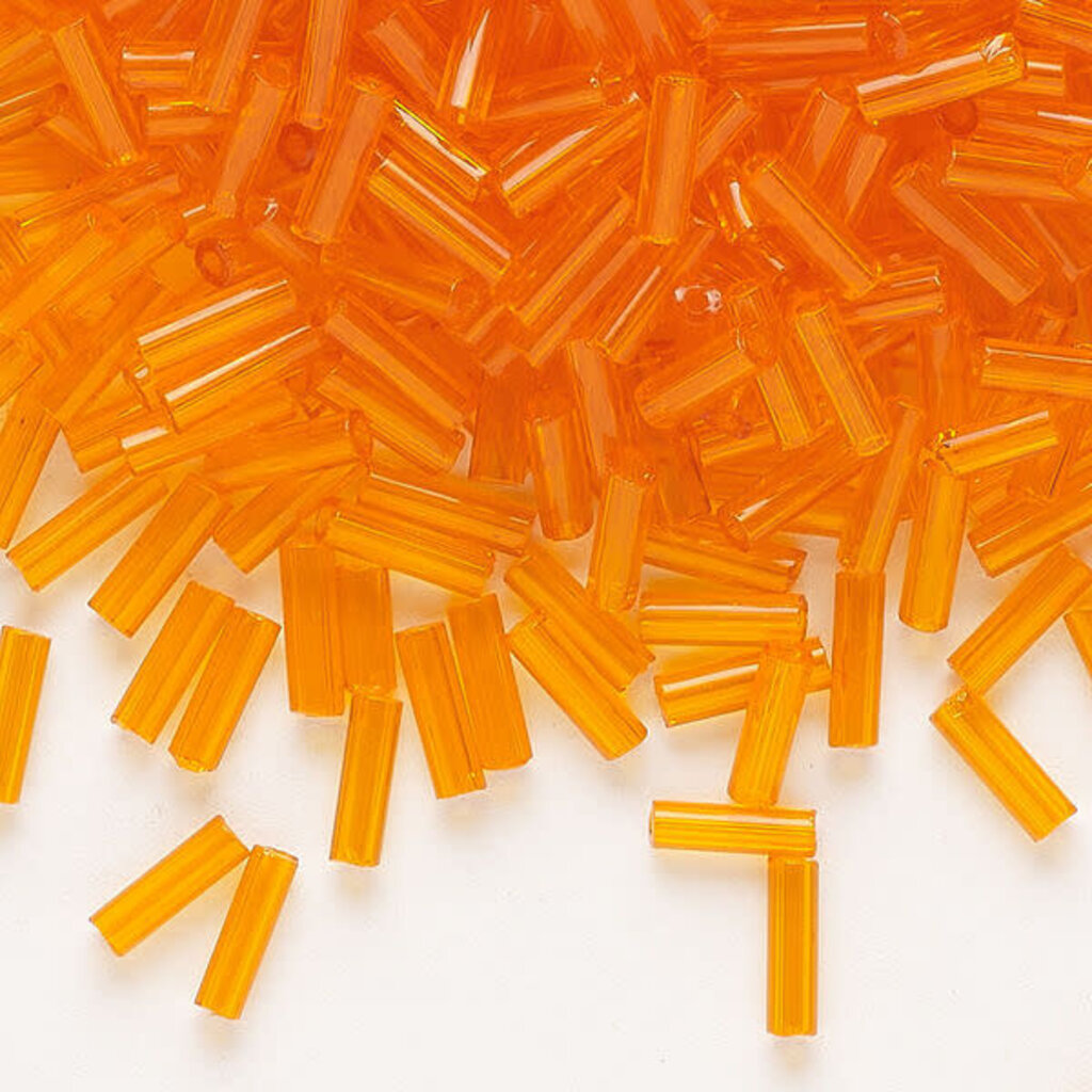 Preciosa Czech Bugle Bead #3 Loose TP Orange 50gm pkg.