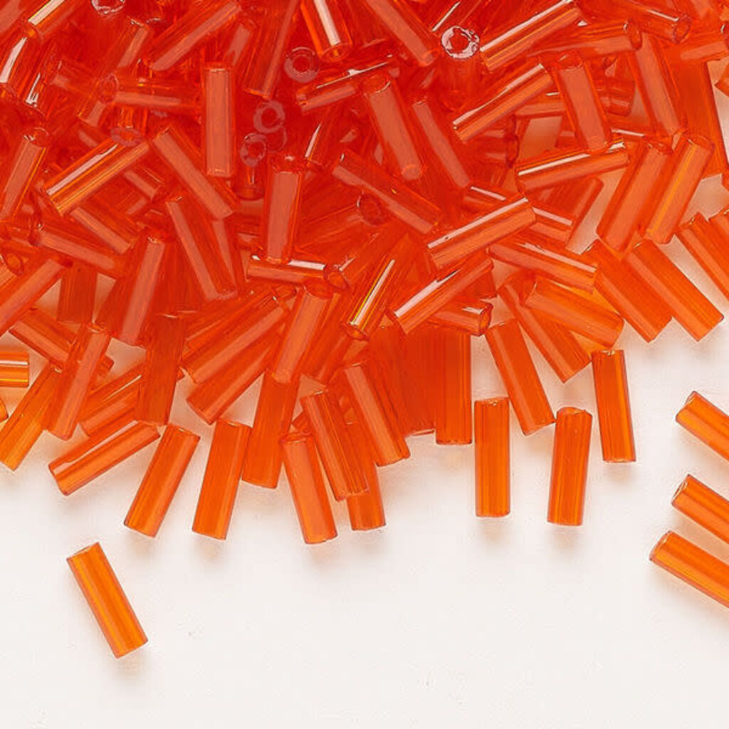 Preciosa Czech Bugle Bead #3 Loose TP Dark Orange 50gm pkg.