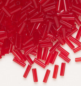 Preciosa Czech Bugle Bead #3 Loose TP Red 50gm pkg.