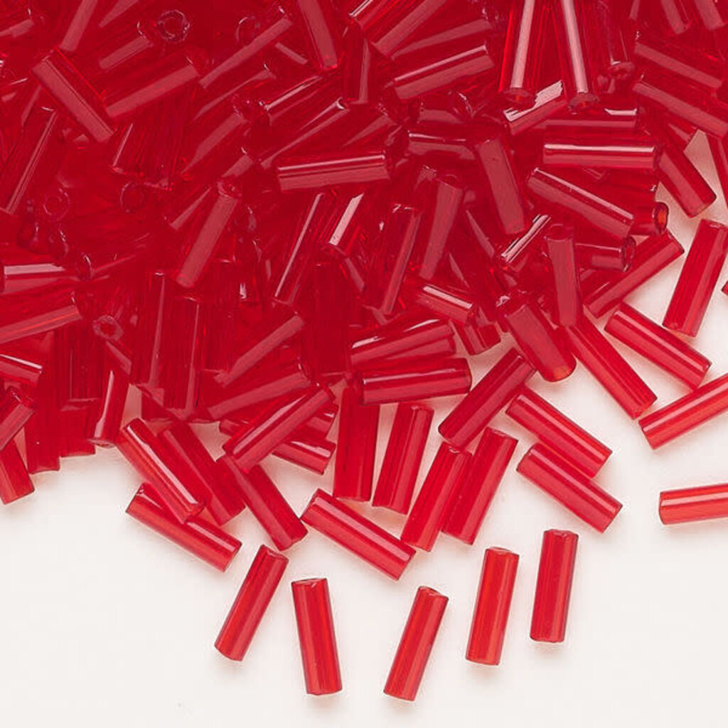 Preciosa Czech Bugle Bead #3 Loose TP Red 50gm pkg.