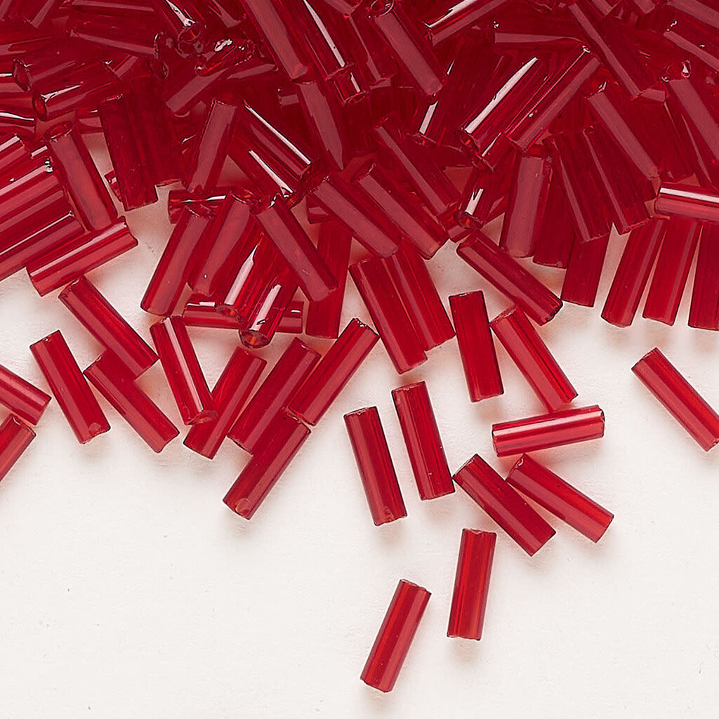 Preciosa Czech Bugle Bead #3 Loose TP Ruby 50gm pkg.