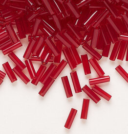 Preciosa Czech Bugle Bead #3 Loose TP Ruby 50gm pkg.