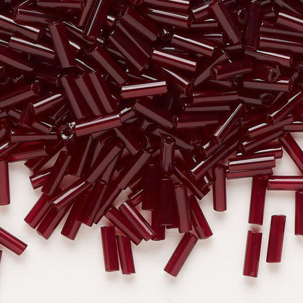 Preciosa Czech Bugle Bead #3 Loose TP Garnet 50gm pkg.