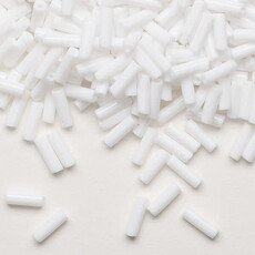 Preciosa Czech Bugle Bead #3 Loose OPQ White 50gm pkg.