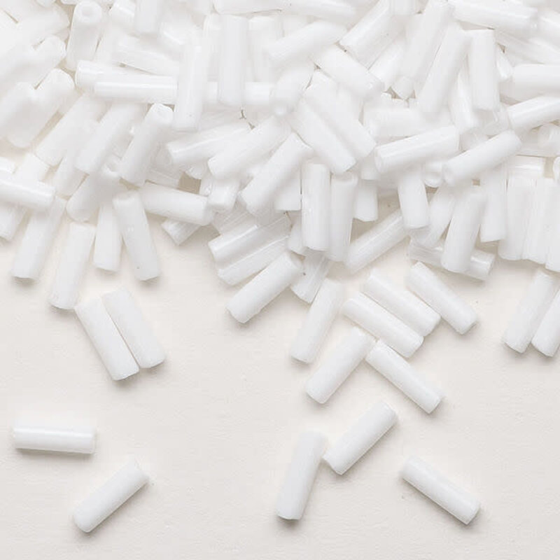 Preciosa Czech Bugle Bead #3 Loose OPQ White 50gm pkg.