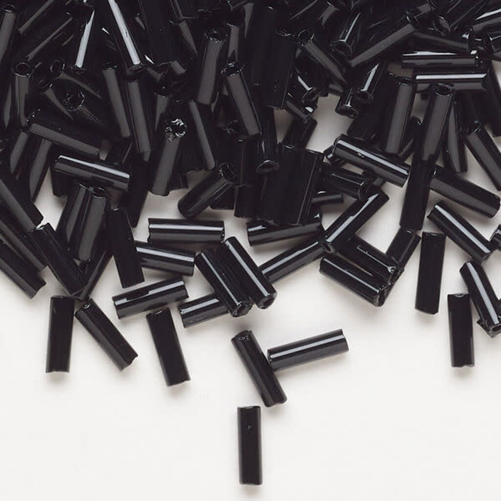 Preciosa Czech Bugle Bead #3 Loose OPQ Black 50gm pkg.