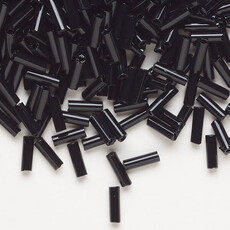 Preciosa Czech Bugle Bead #3 Loose OPQ Black 50gm pkg.