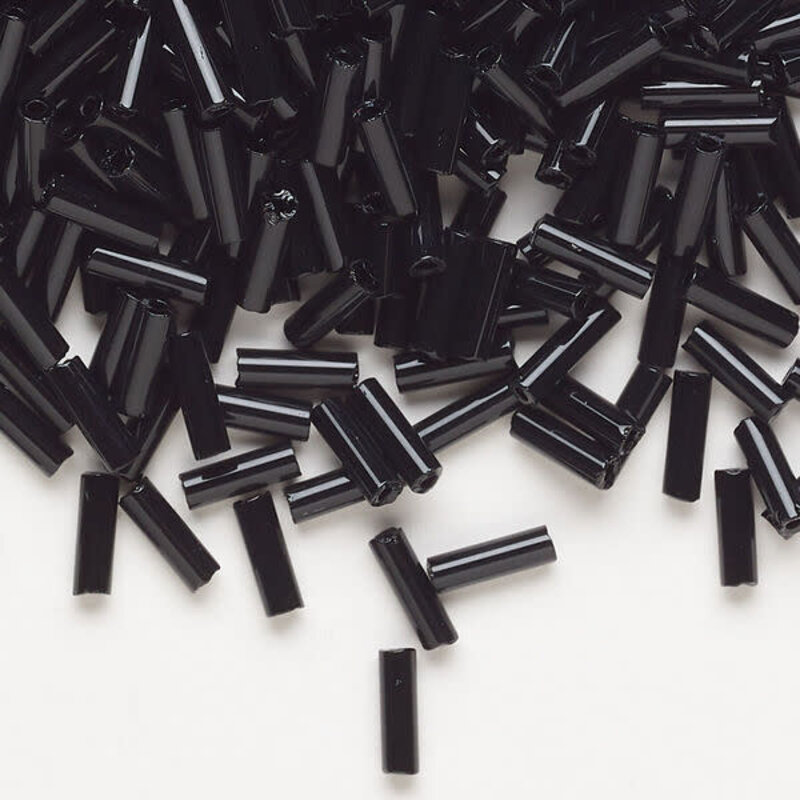 Preciosa Czech Bugle Bead #3 Loose OPQ Black 50gm pkg.