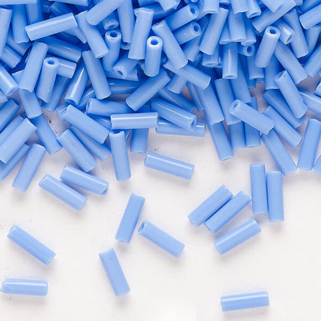 Preciosa Czech Bugle Bead #3 Loose OPQ Powder Blue 50gm pkg.