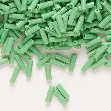 Preciosa Czech Bugle Bead #3 Loose OPQ Mint Green 50gm pkg.