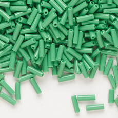 Preciosa Czech Bugle Bead #3 Loose OPQ Green 50gm pkg.