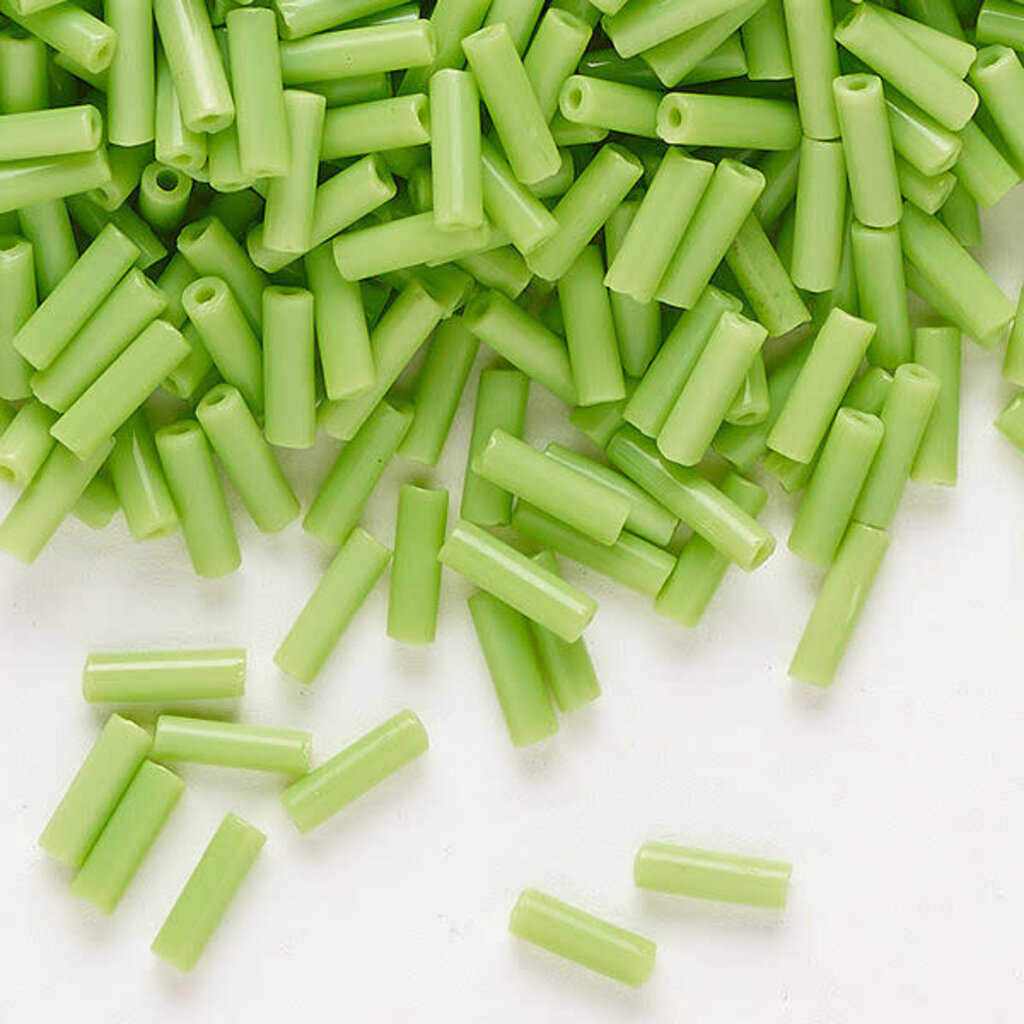 Preciosa Czech Bugle Bead #3 Loose OPQ Lime Green 50gm pkg.