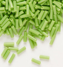 Preciosa Czech Bugle Bead #3 Loose OPQ Lime Green 50gm pkg.