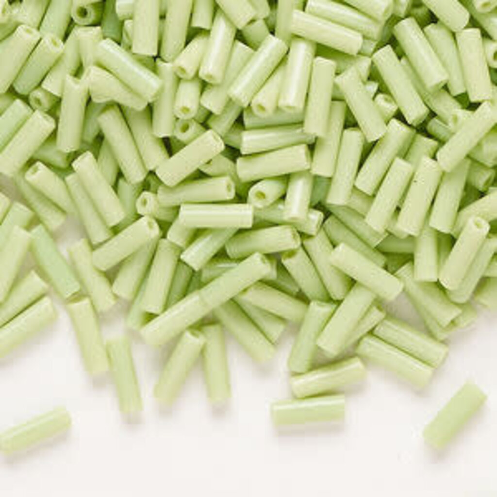 Preciosa Czech Bugle Bead #3 Loose OPQ Pale Green 50gm pkg.