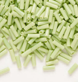Preciosa Czech Bugle Bead #3 Loose OPQ Pale Green 50gm pkg.