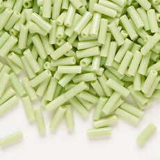 Preciosa Czech Bugle Bead #3 Loose OPQ Pale Green 50gm pkg.