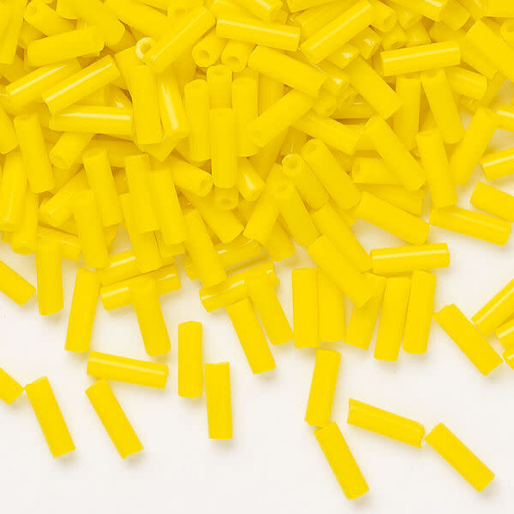 Preciosa Czech Bugle Bead #3 Loose OPQ Yellow 50gm pkg.