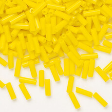Preciosa Czech Bugle Bead #3 Loose OPQ Yellow 50gm pkg.