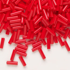 Preciosa Czech Bugle Bead #3 Loose Bright Red Coral  50gm pkg.
