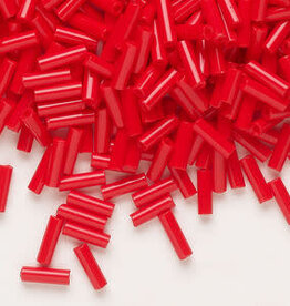 Preciosa Czech Bugle Bead #3 Loose Bright Red Coral  50gm pkg.