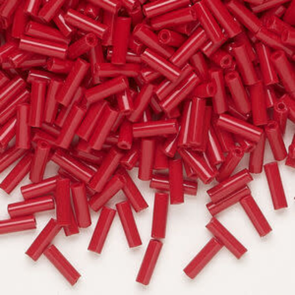 Preciosa Czech Bugle Bead #3 Loose OPQ Ruby Red 50gm pkg.