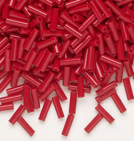 Preciosa Czech Bugle Bead #3 Loose OPQ Ruby Red 50gm pkg.