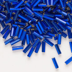 Preciosa Czech Bugle Bead #3 Loose SL SH Blue 50gm pkg.