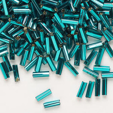Preciosa Czech Bugle Bead #3 Loose SL SH Teal 50gm pkg.