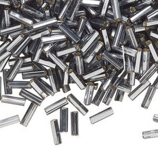 Preciosa Czech Bugle Bead #3 Loose SL SH Grey 50gm pkg.