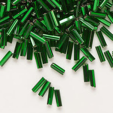 Preciosa Czech Bugle Bead #3 Loose SL SH Medium Green 50gm pkg.