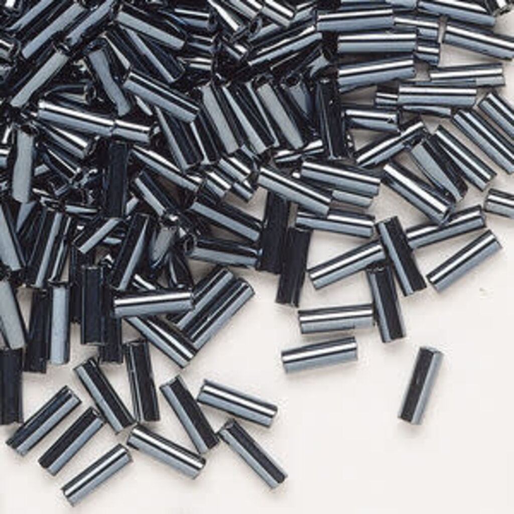 Preciosa Czech Bugle Bead #3 Loose BLK Hematite 50gm pkg.