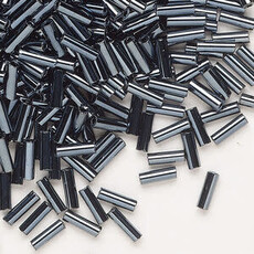 Preciosa Czech Bugle Bead #3 Loose BLK Hematite 50gm pkg.