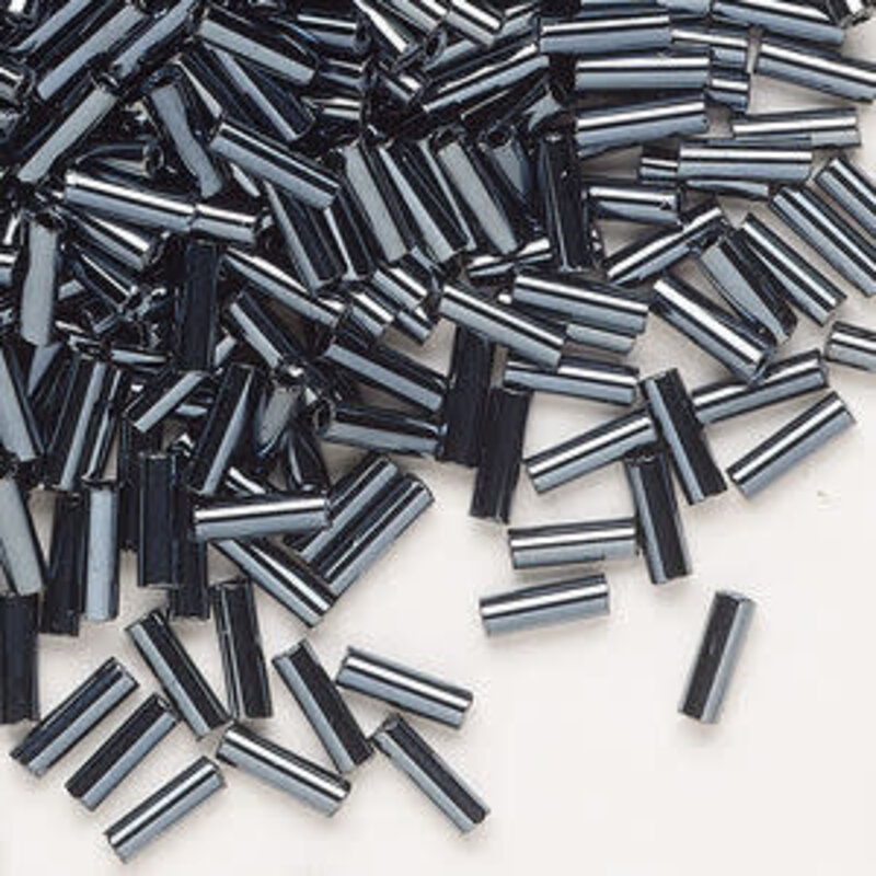 Preciosa Czech Bugle Bead #3 Loose BLK Hematite 50gm pkg.