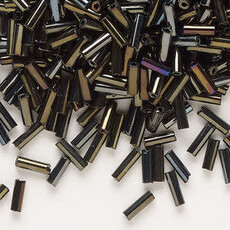 Preciosa Czech Bugle Bead #3 Loose BLK Brown Iris 50gm pkg.