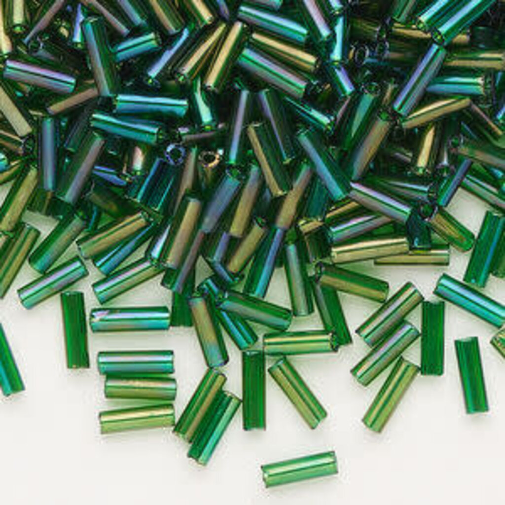 Preciosa Czech Bugle Bead #3 Loose TL RB Medium Green 50gm pkg.