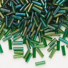 Preciosa Czech Bugle Bead #3 Loose TL RB Medium Green 50gm pkg.