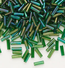 Preciosa Czech Bugle Bead #3 Loose TL RB Medium Green 50gm pkg.