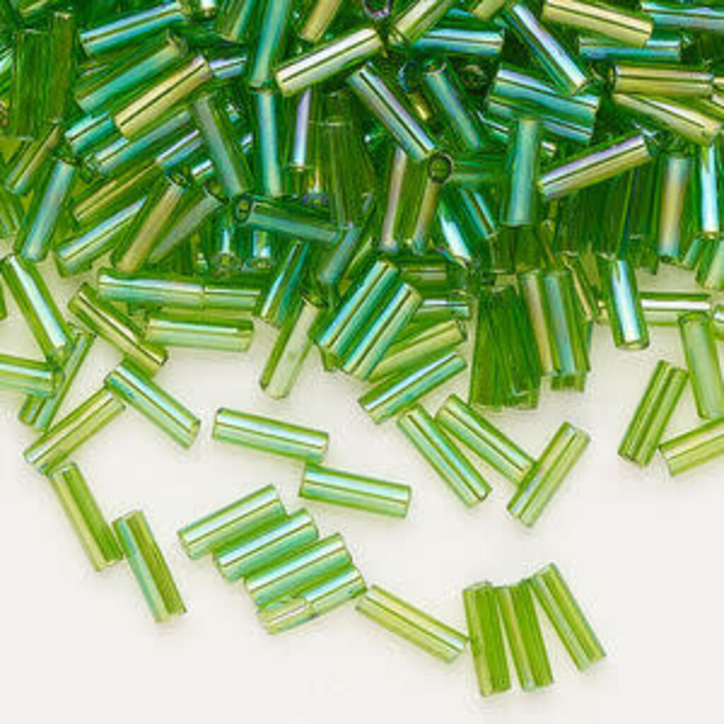 Preciosa Czech Bugle Bead #3 Loose TL RB Lime Green 50gm pkg.
