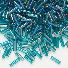 Preciosa Czech Bugle Bead #3 Loose TL RB Teal 50gm pkg.